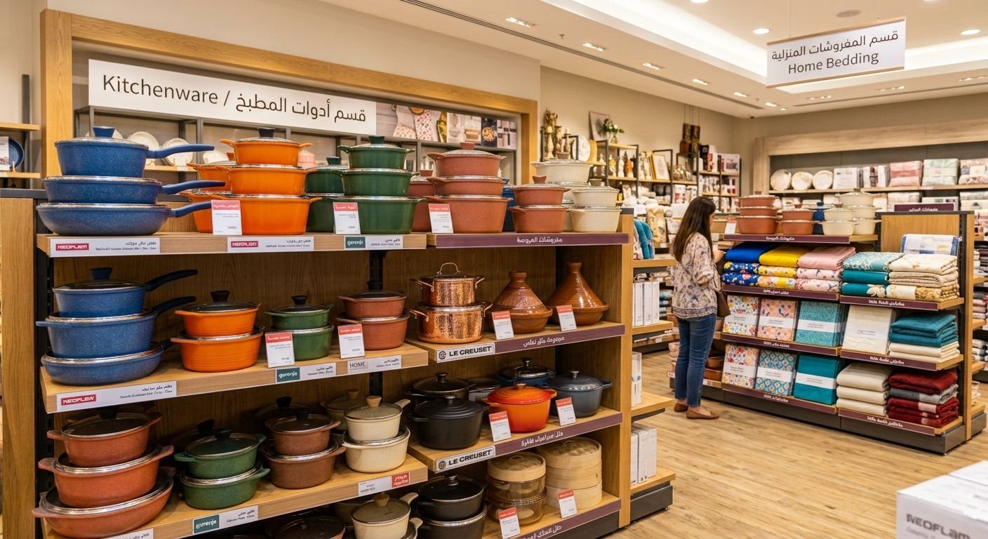 أدوات المطبخ ومفروشات العروسة في أسواق المرشدي وسنتر شاهين