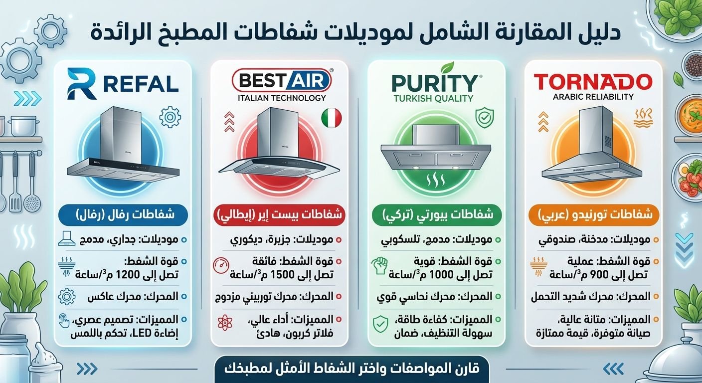 مقارنة بين شفاطات رفال وبيست إير وبيورتي وتورنيدو في مصر لعام 2026